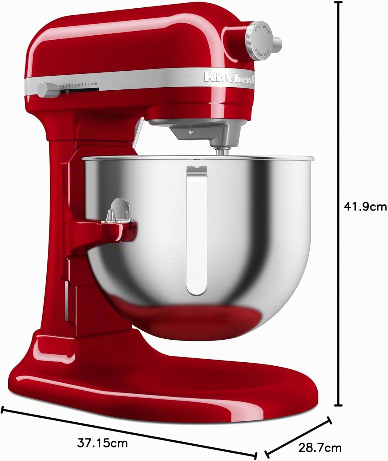 KitchenAid Robot Pâtissier Professionnel 6.6L Relevage Bol, Engrenages Tout Métal, 11 Vitesses, Démarrage Progressif, Protection Surchauffe, Rouge Empire
