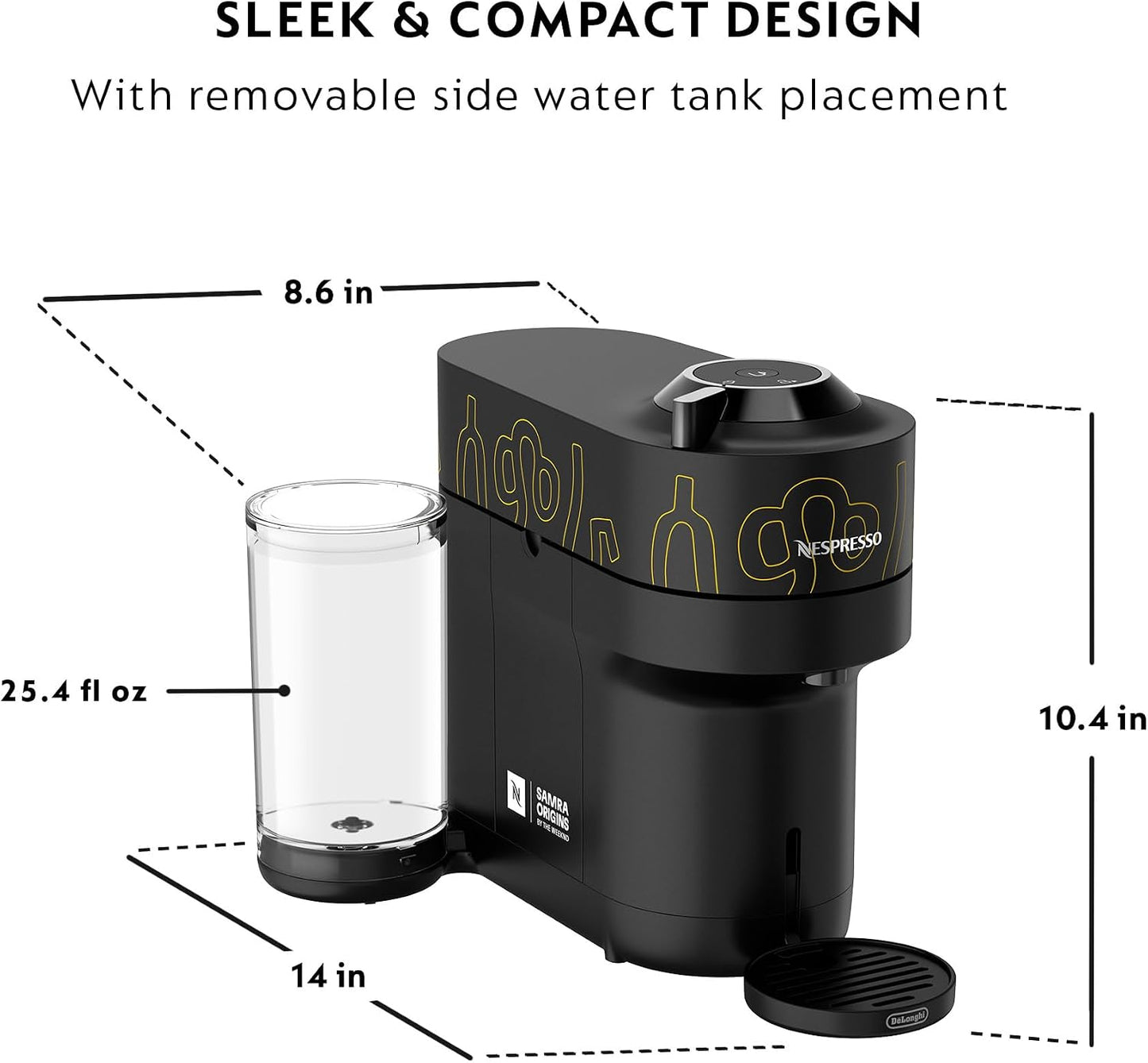 Nespresso Vertuo Pop+ Coffee and Espresso Maker by De'Longhi, Samra Origins by The Weeknd with Togetherness Blend, Double Espresso, Light Roast, 20-Count Coffee Pods