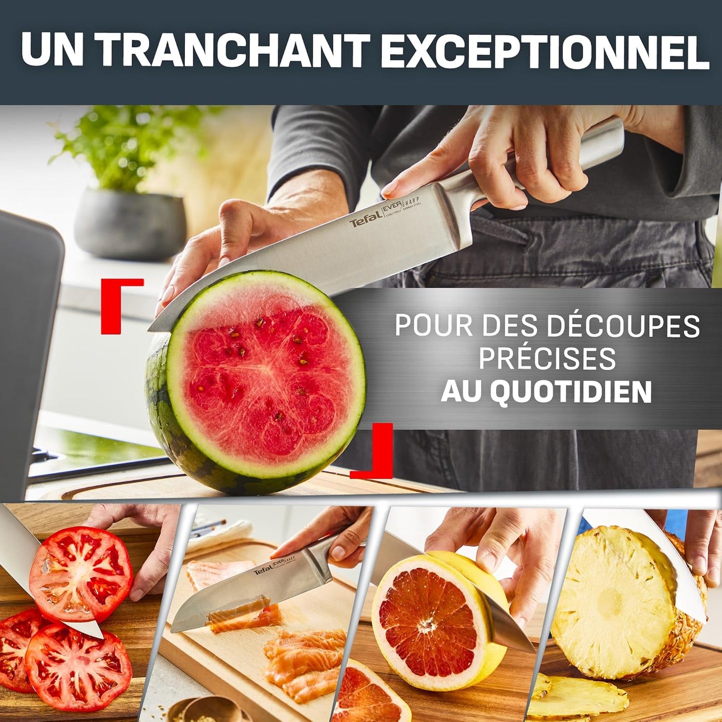 Tefal - EverSharp Set de 5 couteaux avec bloc affûteur intégré